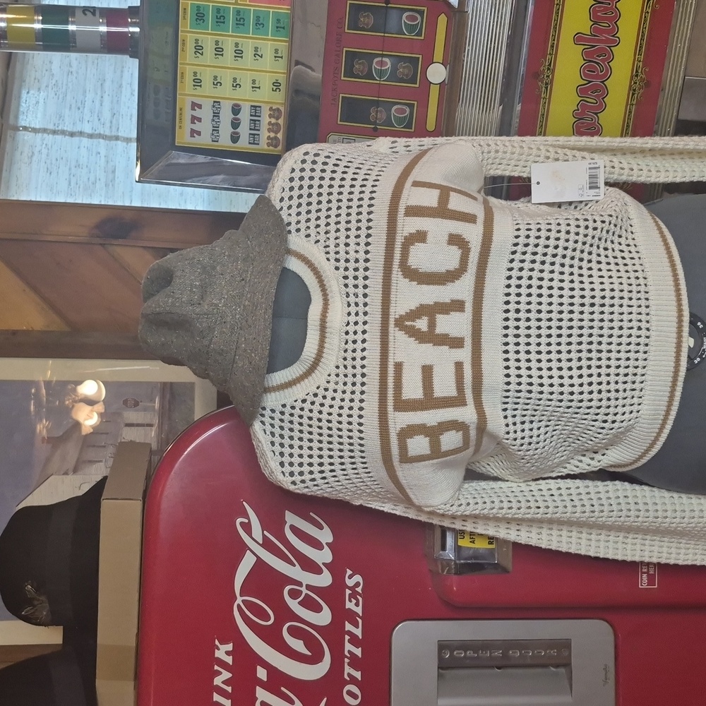 Women's Cream and Brown Beach Crochet Sweater - Picture 2 of 2